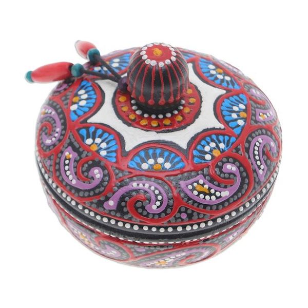 Alternate image for Traditional Thai Mango Wood Decorative Box in Red and Purple Floral Marvel in Purple