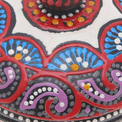 Alternate image for Traditional Thai Mango Wood Decorative Box in Red and Purple Floral Marvel in Purple