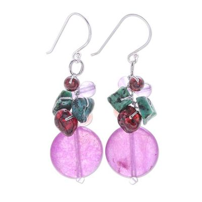 Alternate image for Quartz and Cultured Pearl Dangle Earrings Grape Lover