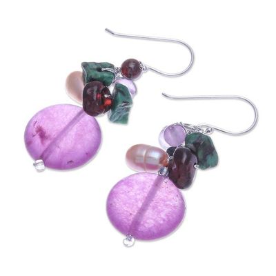Alternate image for Quartz and Cultured Pearl Dangle Earrings Grape Lover