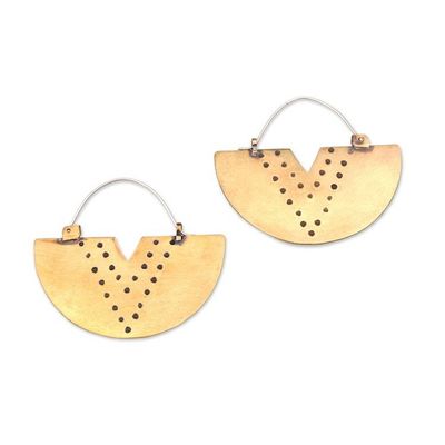 Alternate image for Brass and Sterling Silver Hoop Earrings from Bali Tribal Points