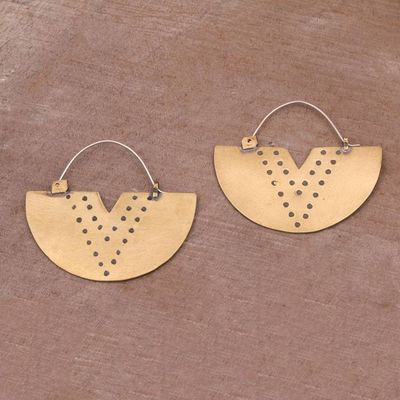Alternate image for Brass and Sterling Silver Hoop Earrings from Bali Tribal Points
