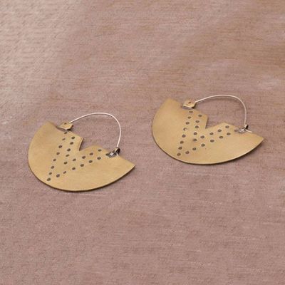 Alternate image for Brass and Sterling Silver Hoop Earrings from Bali Tribal Points