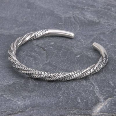 Alternate image for Geometric Sterling Silver Cuff Bracelet from Thailand Mountain Winds
