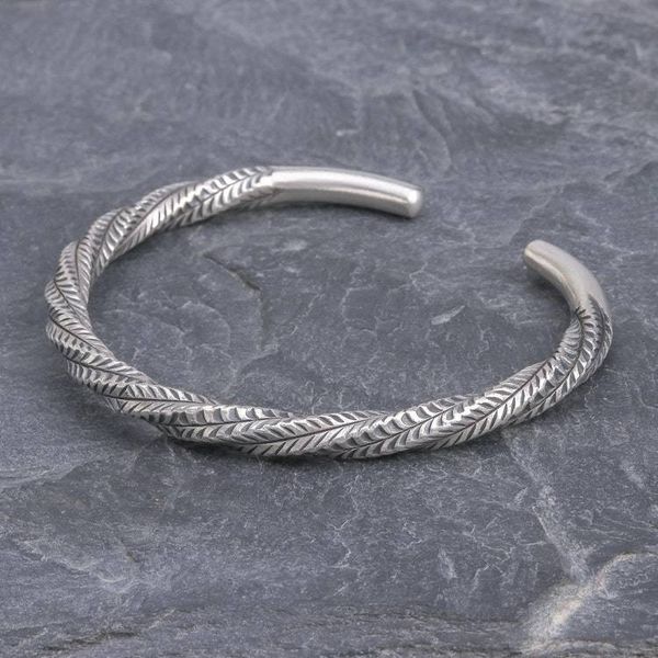 Alternate image for Geometric Sterling Silver Cuff Bracelet from Thailand Mountain Winds