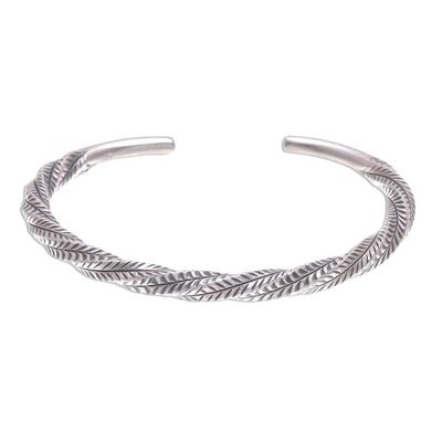 Alternate image for Geometric Sterling Silver Cuff Bracelet from Thailand Mountain Winds