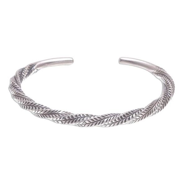 Alternate image for Geometric Sterling Silver Cuff Bracelet from Thailand Mountain Winds
