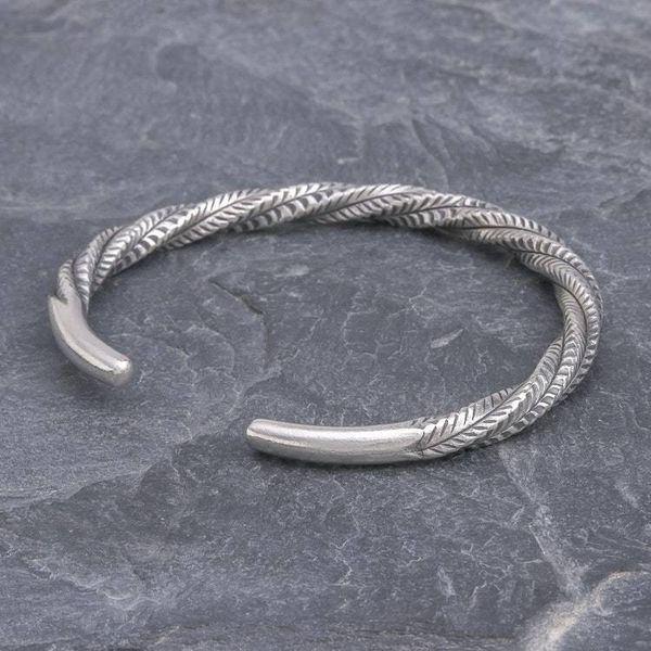 Alternate image for Geometric Sterling Silver Cuff Bracelet from Thailand Mountain Winds