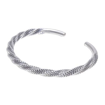 Alternate image for Geometric Sterling Silver Cuff Bracelet from Thailand Mountain Winds