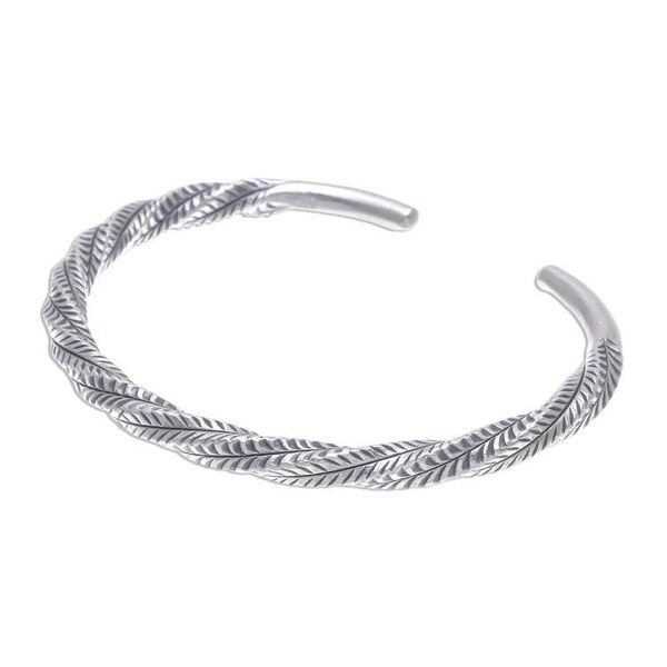 Alternate image for Geometric Sterling Silver Cuff Bracelet from Thailand Mountain Winds