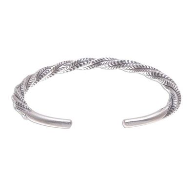 Alternate image for Geometric Sterling Silver Cuff Bracelet from Thailand Mountain Winds