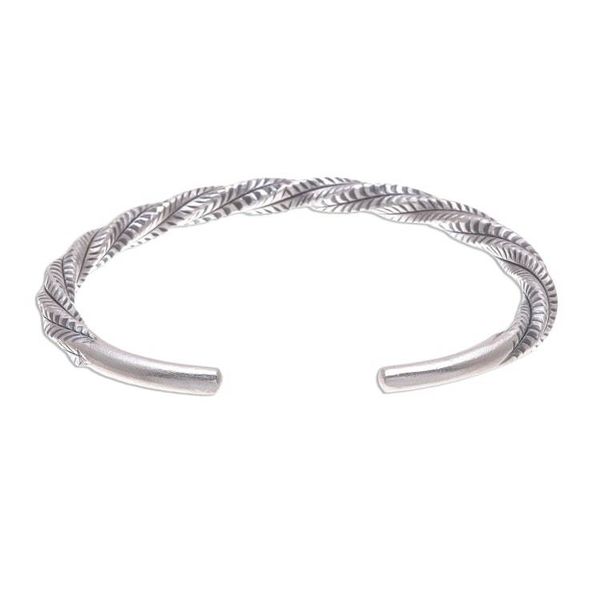 Alternate image for Geometric Sterling Silver Cuff Bracelet from Thailand Mountain Winds