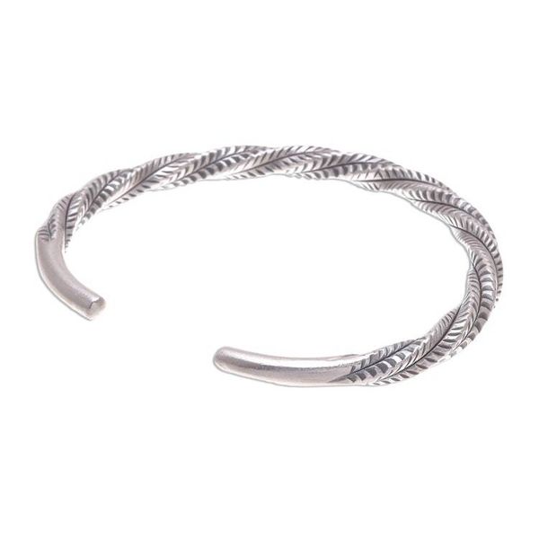 Alternate image for Geometric Sterling Silver Cuff Bracelet from Thailand Mountain Winds