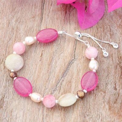 Alternate image for Pink Quartz Cultured Pearl and Glass Beaded Bracelet Sweet Autumn