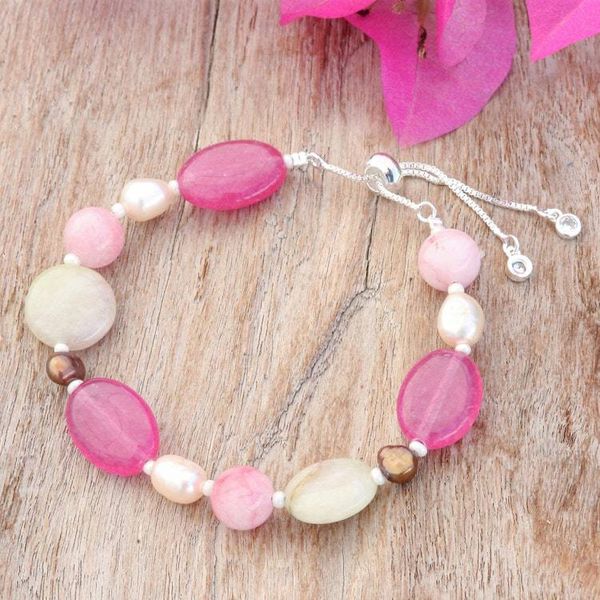 Alternate image for Pink Quartz Cultured Pearl and Glass Beaded Bracelet Sweet Autumn