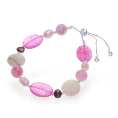 Alternate image for Pink Quartz Cultured Pearl and Glass Beaded Bracelet Sweet Autumn