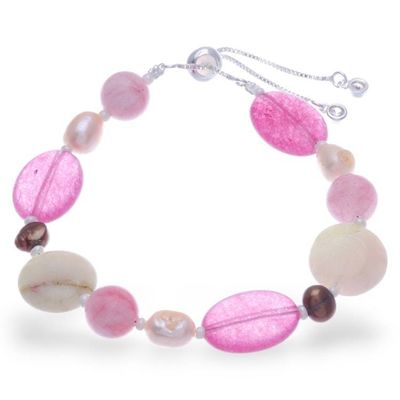 Alternate image for Pink Quartz Cultured Pearl and Glass Beaded Bracelet Sweet Autumn