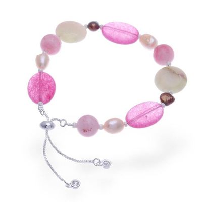 Alternate image for Pink Quartz Cultured Pearl and Glass Beaded Bracelet Sweet Autumn