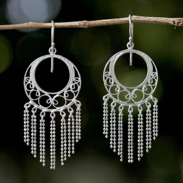 Alternate image for Sterling Silver Chandelier Earrings from Thailand Raining Romance