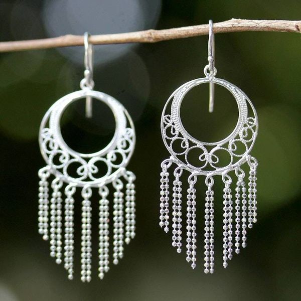 Alternate image for Sterling Silver Chandelier Earrings from Thailand Raining Romance