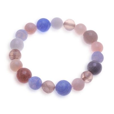 Alternate image for Handcrafted Quartz Moonstone Agate Beaded Stretch Bracelet Celestial Harmony