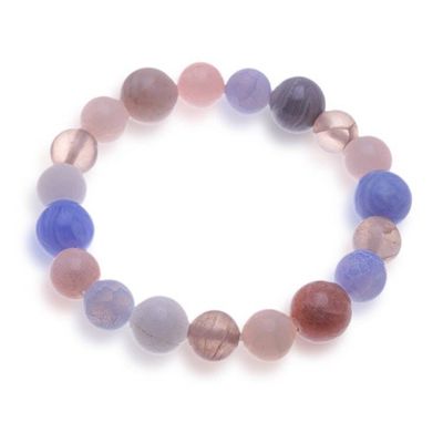 Alternate image for Handcrafted Quartz Moonstone Agate Beaded Stretch Bracelet Celestial Harmony
