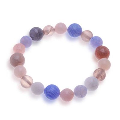 Alternate image for Handcrafted Quartz Moonstone Agate Beaded Stretch Bracelet Celestial Harmony