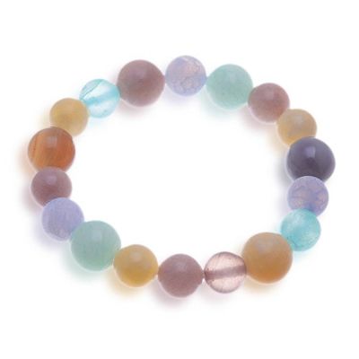 Alternate image for Colorful Stretch Bracelet with Quartz Moonstone Agate Beads Hypnotic Harmony