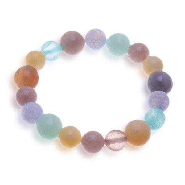 Alternate image for Colorful Stretch Bracelet with Quartz Moonstone Agate Beads Hypnotic Harmony
