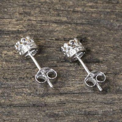 Alternate image for Rhodium Plated Citrine Stud Earrings from Thailand Brilliant Splendor