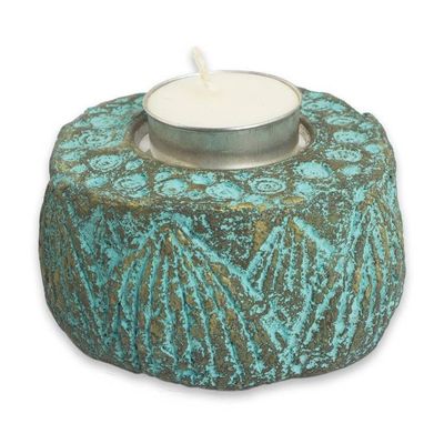 Alternate image for Artisan Crafted Recycled Paper Tealight Candleholder Lotus Throne