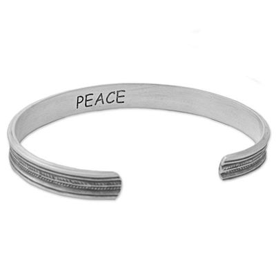 Alternate image for Karen Hill Tribe Sterling Silver Cuff Bracelet Thailand Sterling Peace