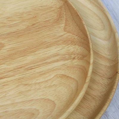 Alternate image for Pair of Handcrafted Natural Wooden Plates from Thailand Natural Rounds