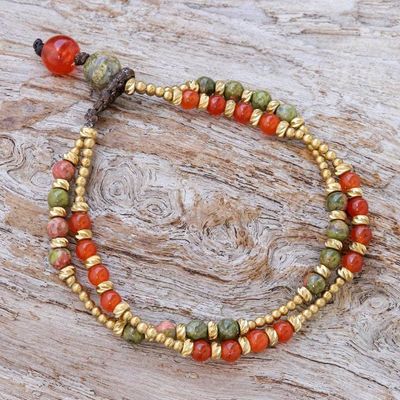 Alternate image for Carnelian and Unakite Beaded Bracelet Carnival in Orange