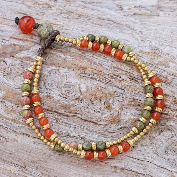 Alternate image for Carnelian and Unakite Beaded Bracelet Carnival in Orange