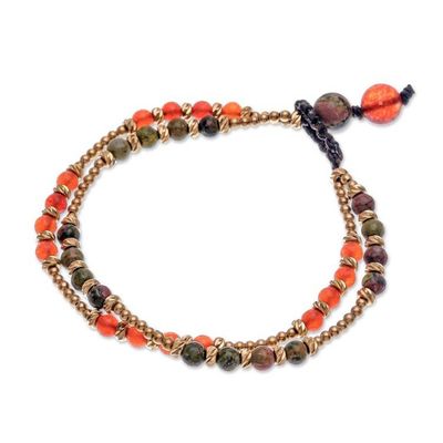 Alternate image for Carnelian and Unakite Beaded Bracelet Carnival in Orange