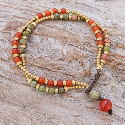 Alternate image for Carnelian and Unakite Beaded Bracelet Carnival in Orange