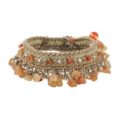 Alternate image for Carnelian Beaded Bracelet Handcrafted in Thailand Cozy Bohemian