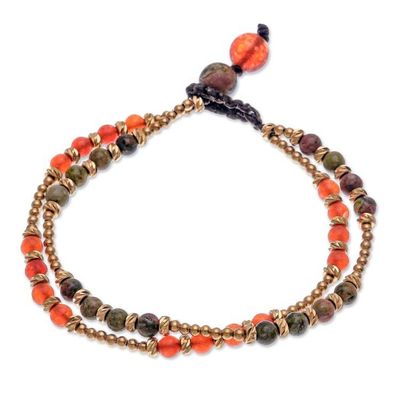Alternate image for Carnelian and Unakite Beaded Bracelet Carnival in Orange