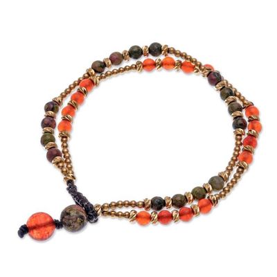 Alternate image for Carnelian and Unakite Beaded Bracelet Carnival in Orange