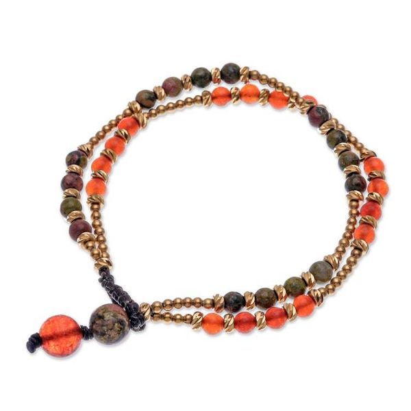 Alternate image for Carnelian and Unakite Beaded Bracelet Carnival in Orange