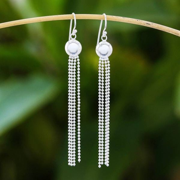 Alternate image for Thai Artisan Handcrafted Sterling Silver Long Earrings Magical Medusa