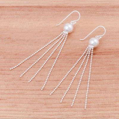 Alternate image for Thai Artisan Handcrafted Sterling Silver Long Earrings Magical Medusa