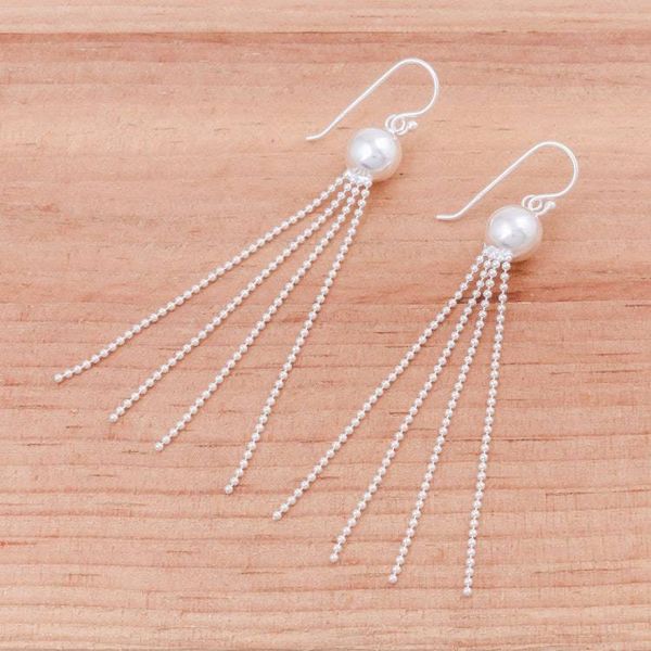 Alternate image for Thai Artisan Handcrafted Sterling Silver Long Earrings Magical Medusa