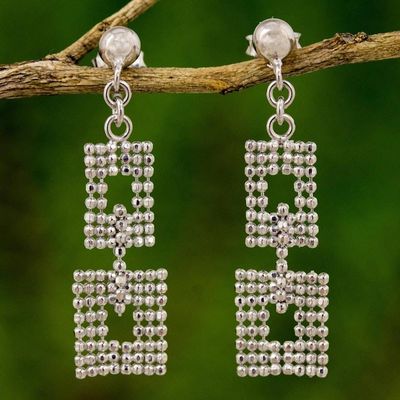 Alternate image for Artisan Crafted Thai Dangle Earrings in Sterling Silver Bangkok Palace