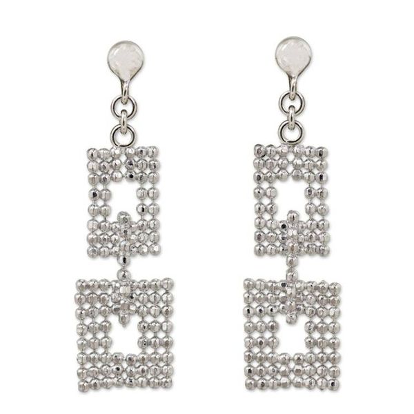 Alternate image for Artisan Crafted Thai Dangle Earrings in Sterling Silver Bangkok Palace