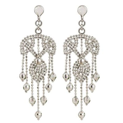 Alternate image for Ornate Silver Chandelier Earrings Handcrafted in Thailand Ballroom Dancer