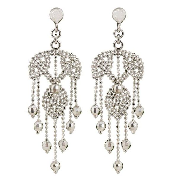 Alternate image for Ornate Silver Chandelier Earrings Handcrafted in Thailand Ballroom Dancer