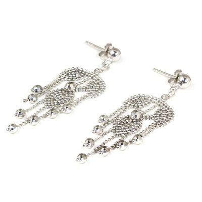 Alternate image for Ornate Silver Chandelier Earrings Handcrafted in Thailand Ballroom Dancer