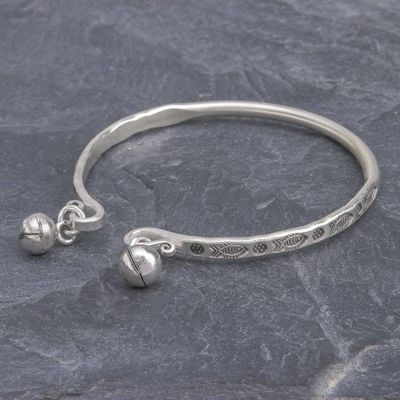 Alternate image for Sterling Cuff Bracelet with Thai Karen Hill Tribe Bells Song of the River